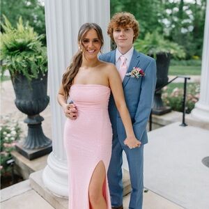 Windsor Pink Beaded Strapless Prom dress